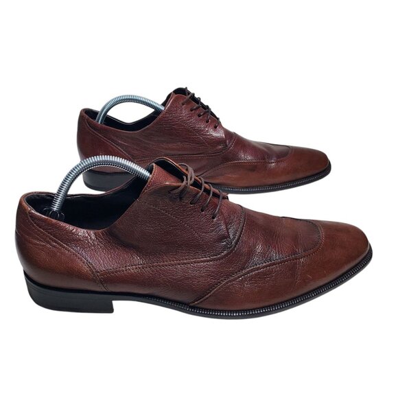 BOSS Hugo Boss Mens Merlot Leather Almond Toe Lace Up Oxford Dress Shoe Italy 10 - Picture 4 of 9